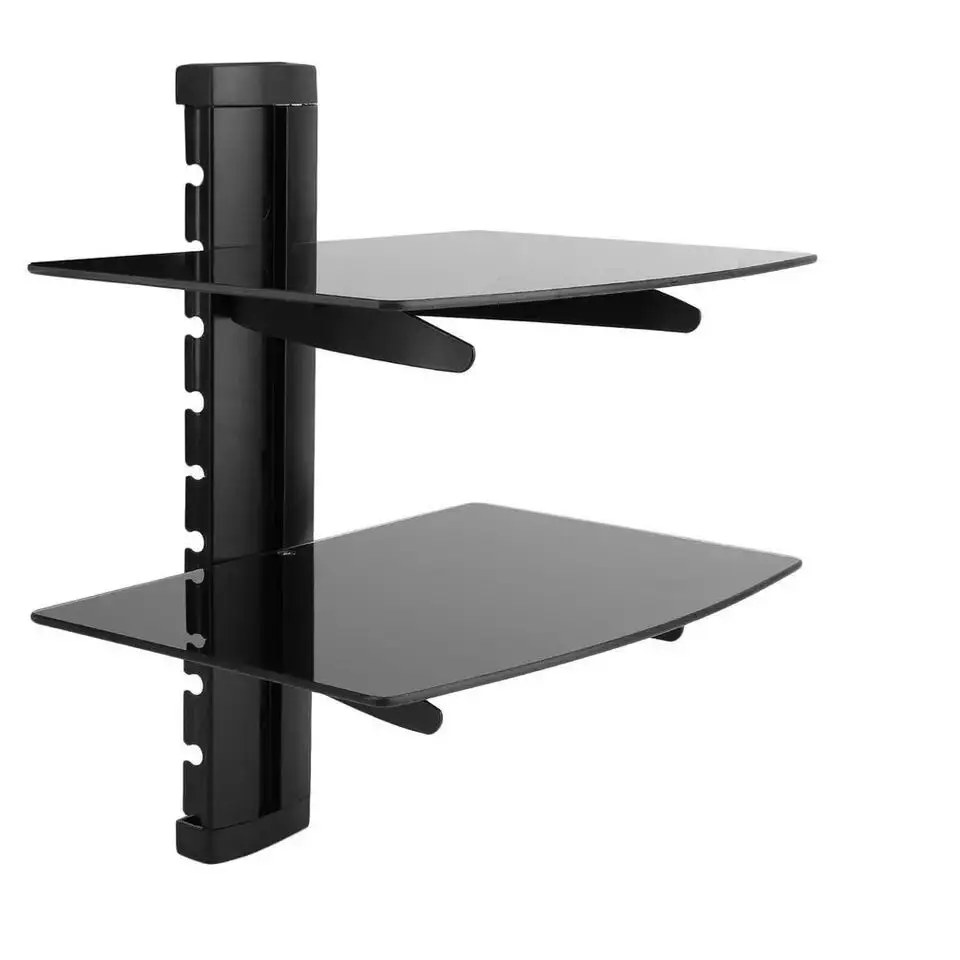 Double tempered glass wall mount dvd player shelf AV stand set-top box wall mount