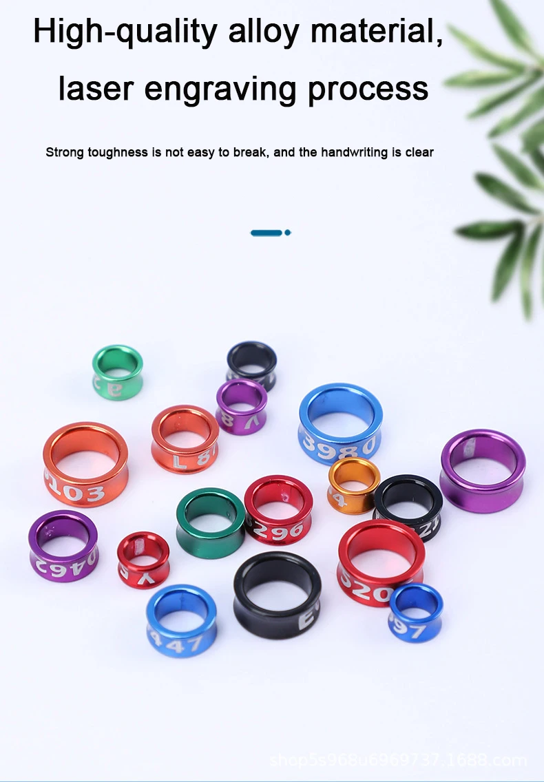 2024 Aluminium Rings For Canaries And Finches Foot Rings For Racing Birds Leg Bands With Laser Printing For Birds