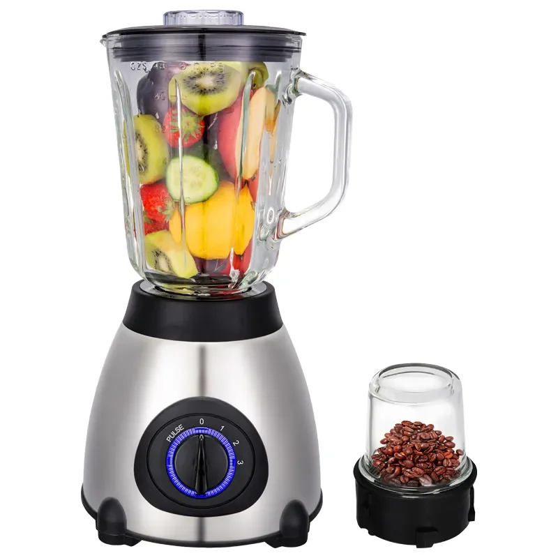 2 in 1 Stainless Steel Multipurpose Fruit Juice Smoothie Mixer Machine and Double Cup Table Grinder Blender for Kitchen