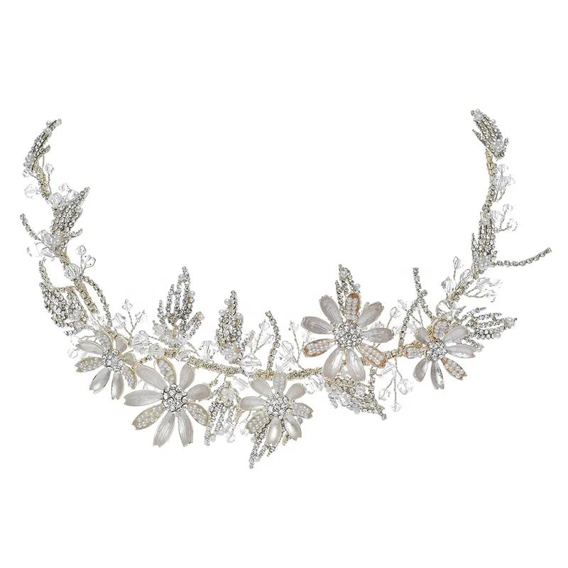 Fashion Hair Accessories Tiara Jewelry Flower Leaf Headband Bridal Hair Band for Wedding