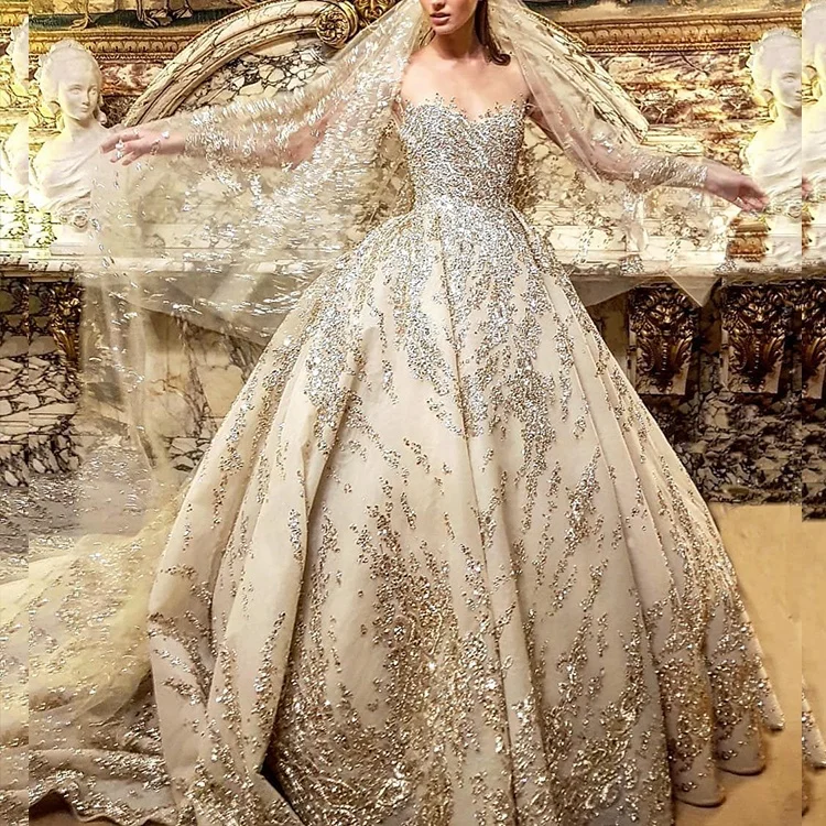 Guangzhou Supplier Luweiya Custom Made Beautiful Princess Luxury Wedding Dress Bridal Gowns For Women Dresses China