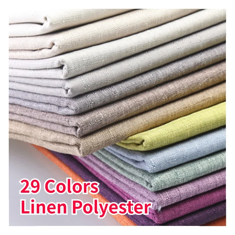 Stock 29 Colors High Quality 270gsm Thick Cushion Upholstery Sofa Linen Polyester Fabric