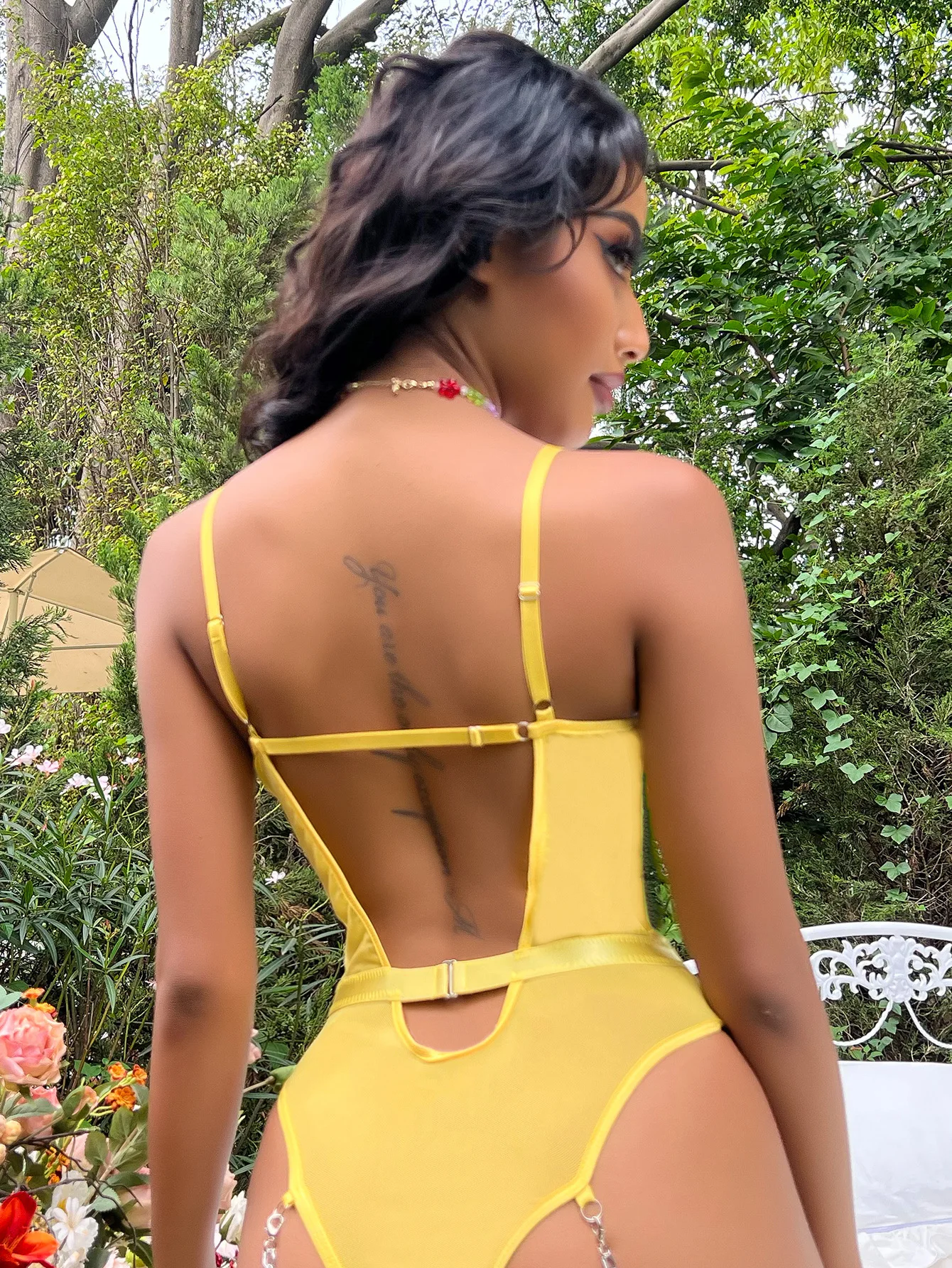 New women busty sexy lingerie corset one piece yellow suspenders women teddy bodysuit sexy lingerie