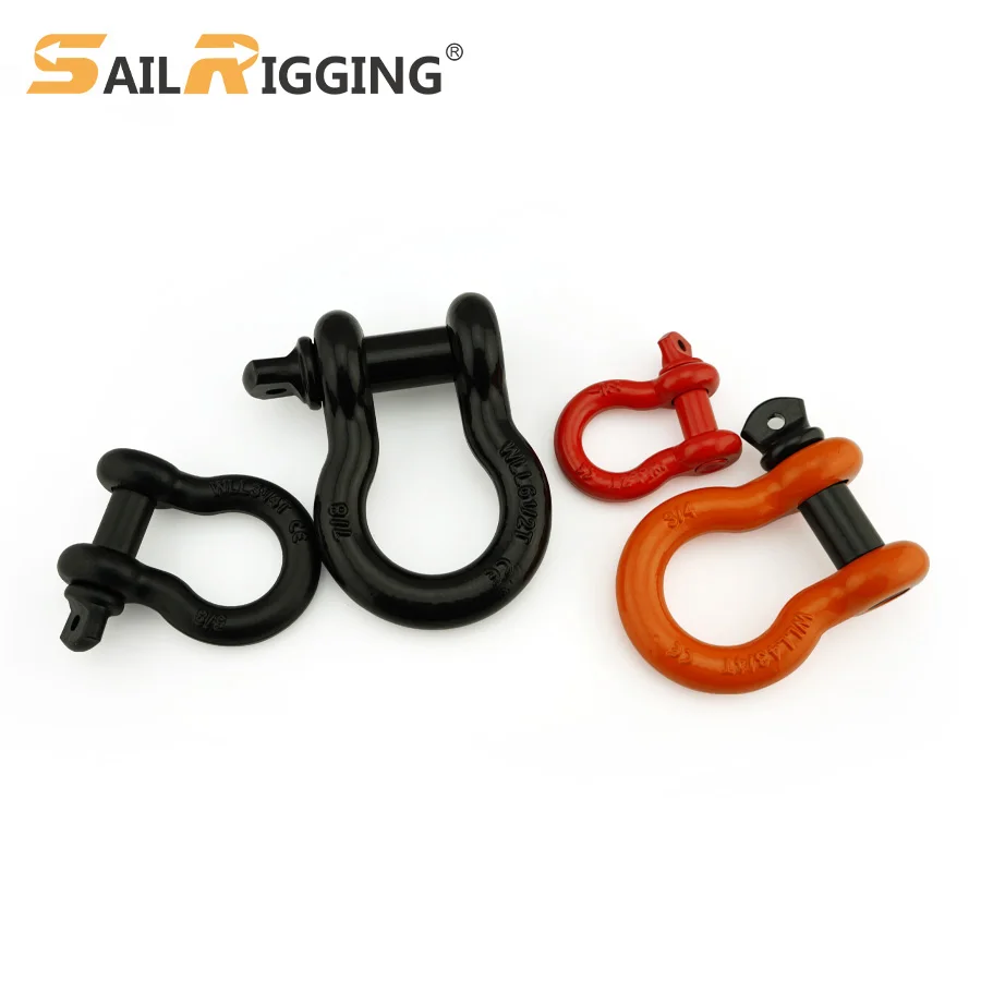 Horseshoe Rigging Galvanized Bow Shackle G209 Forged Anchor Shackle 1/2 inch Black Bow Shackle Screw Pin