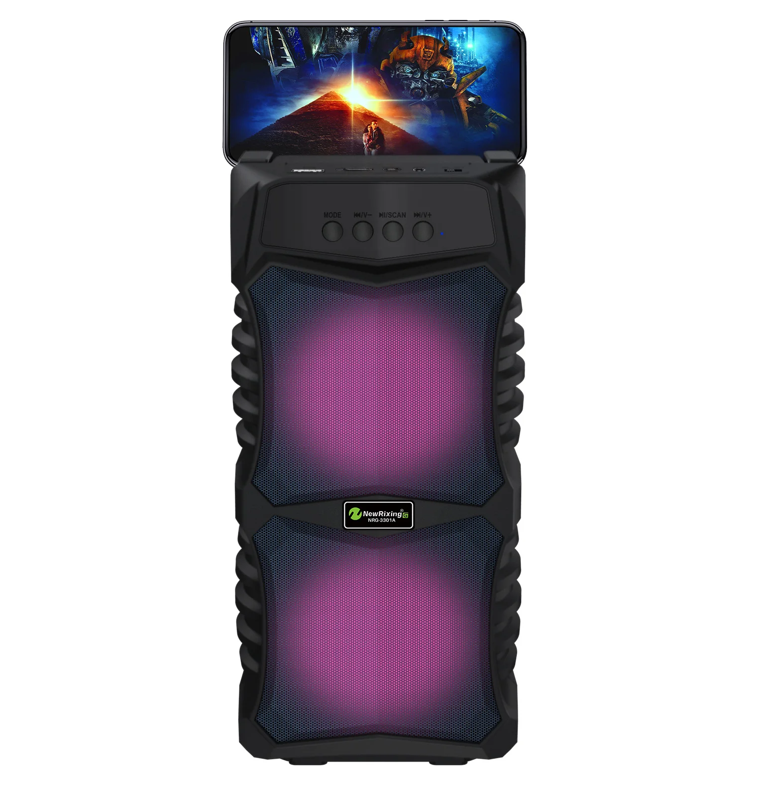 Karaoke Professional Portable Wireless Speaker With Flashing Led Light Large Circle Dazzle Led Light With Audio Line