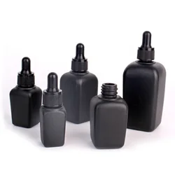 100ml matte black square glass bottle for perfume and spray lid