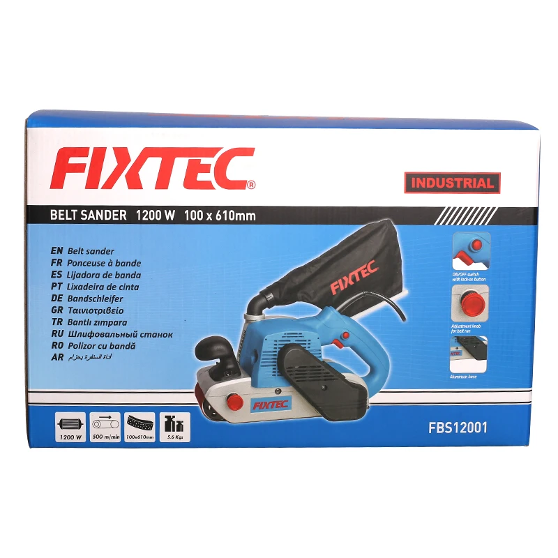 FIXTEC Industrial Portable 1200W Electric Handheld Wood Sander 4' Wide Belt Sander Machine for Wood