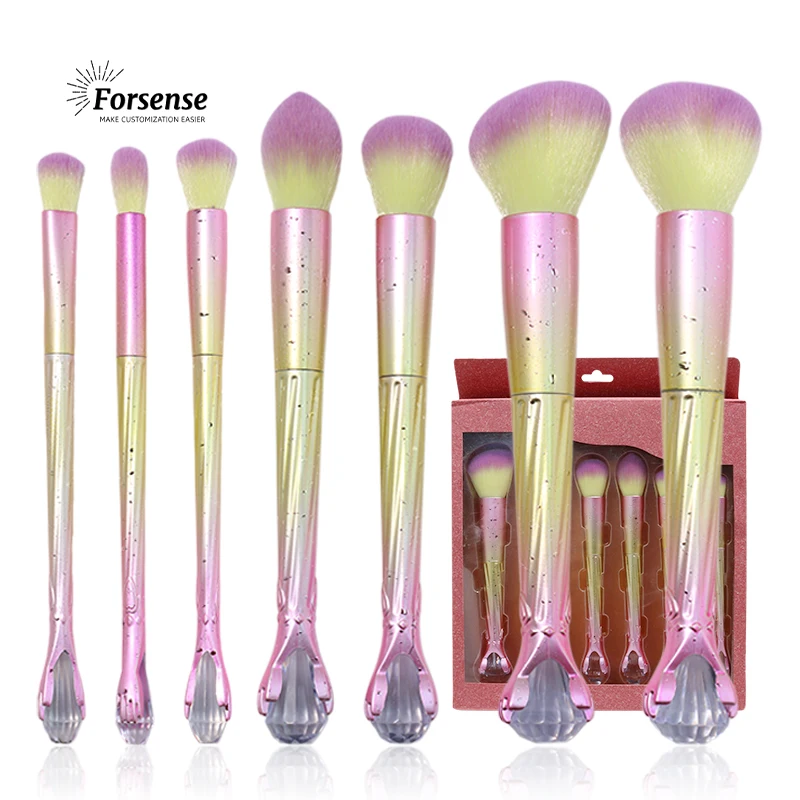 professional luxury high end fluffy facial body contour makeup brush set with logo fancy crystal foundation make up brush custom