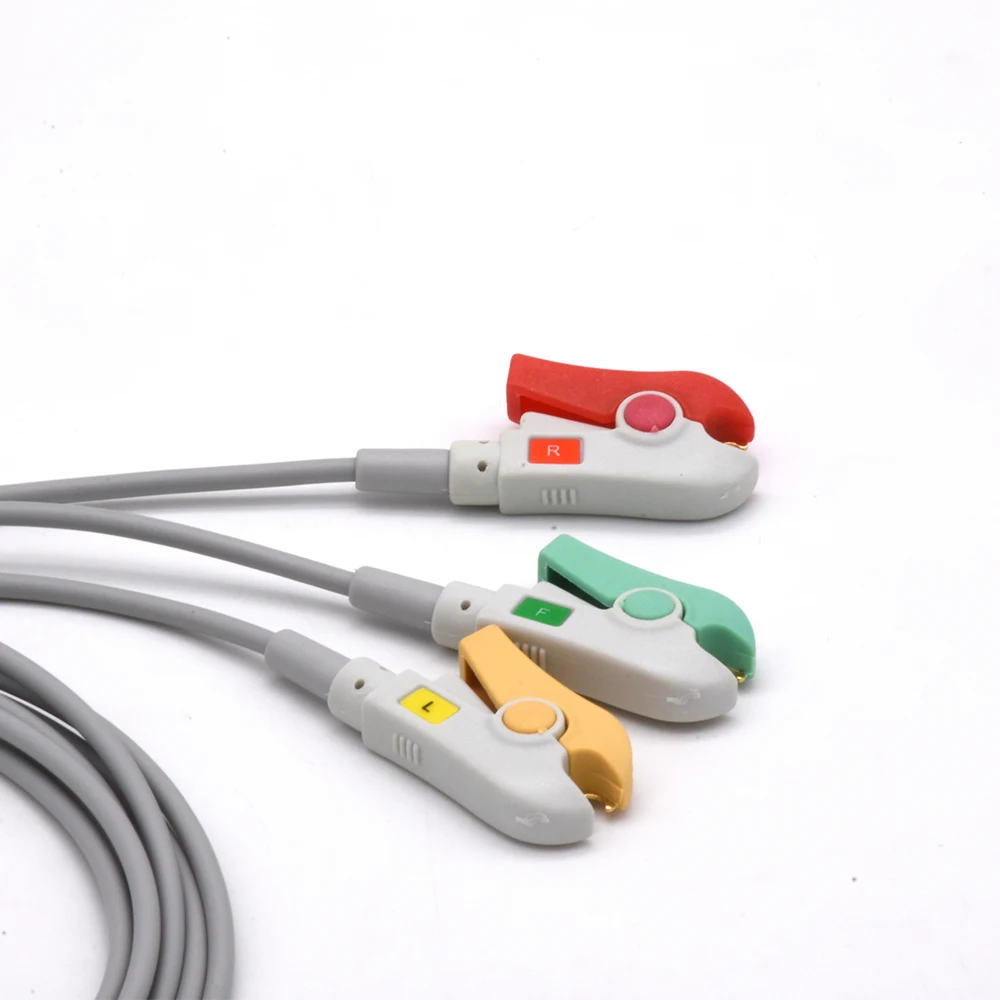 Datex Ohmeda compatible ECG leadwires 3 leads TPU material grabber connector IEC ECG EKG lead wire