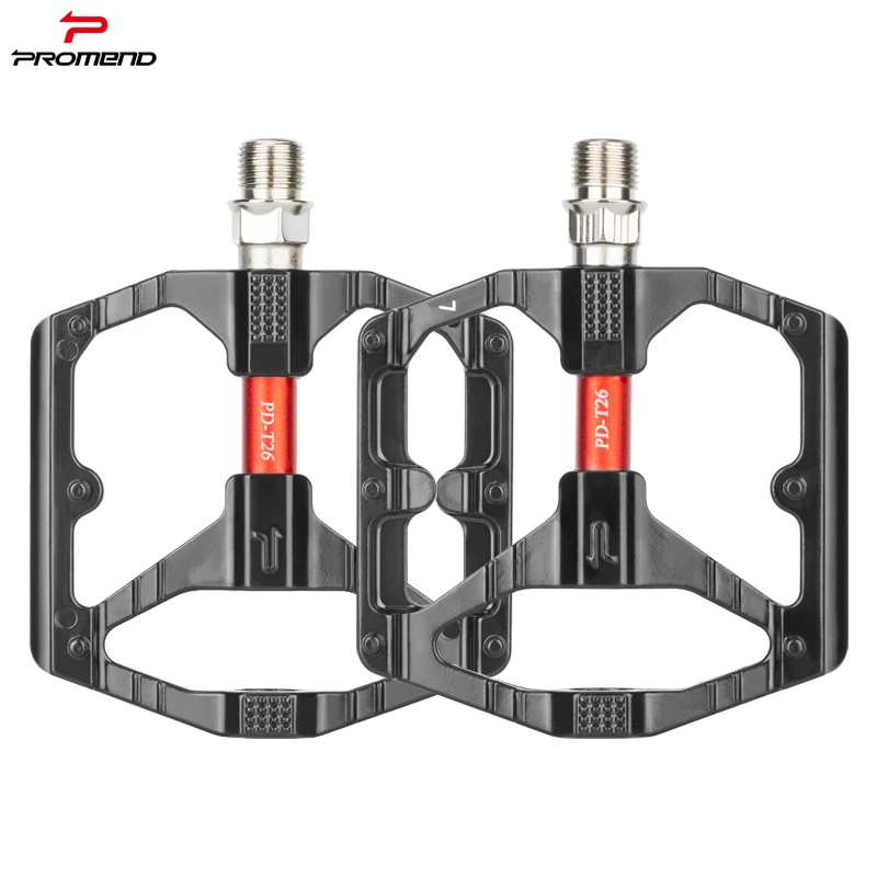 PROMEND T26 Double Sleeve Bicycle Pedal Anti-Skid Aluminum Alloy for Mountain Road DU Peilin Bearing for both Road Race Bike Use