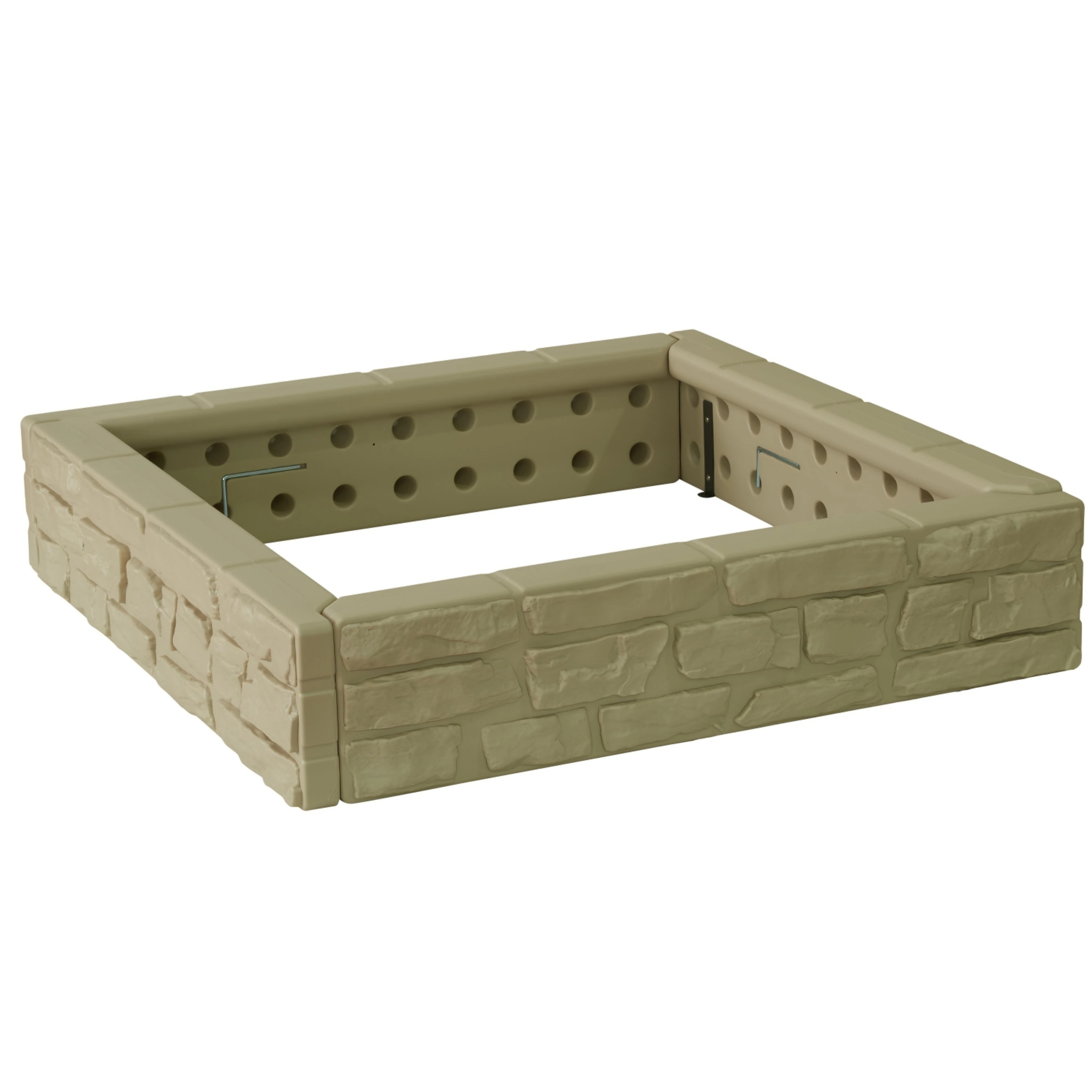 Stylish Durable HDPE 4ft Square Stone-wall Raised Garden Bed Planter for Outdoor Courtyard Garden Park Villa