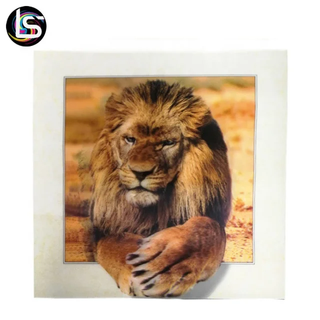 Custom Lenticular Printing Lion Painting 3d Effect Animal Pictures