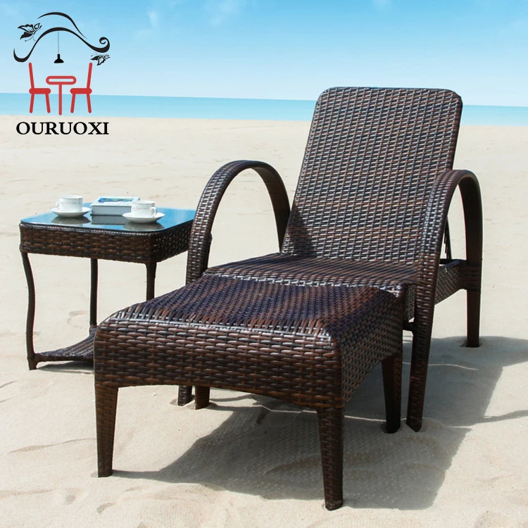 Comfortable PE Rattan Waterproof Leisure Garden Recliner Swimming Pool Outdoor Pool Furniture Sunbed Beach Lounger Sun chair