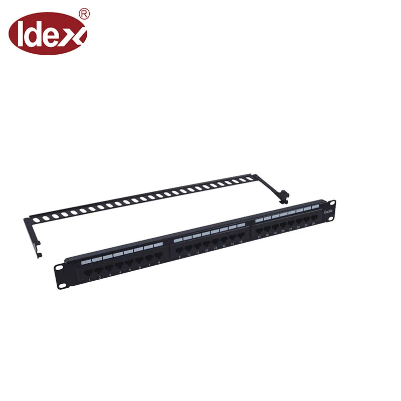 24 Port RJ45 1U Cat6 Patch Panel UTP 19-Inch with Back Bar Wallmount or Rackmount Compatible with Cat5e Cat6