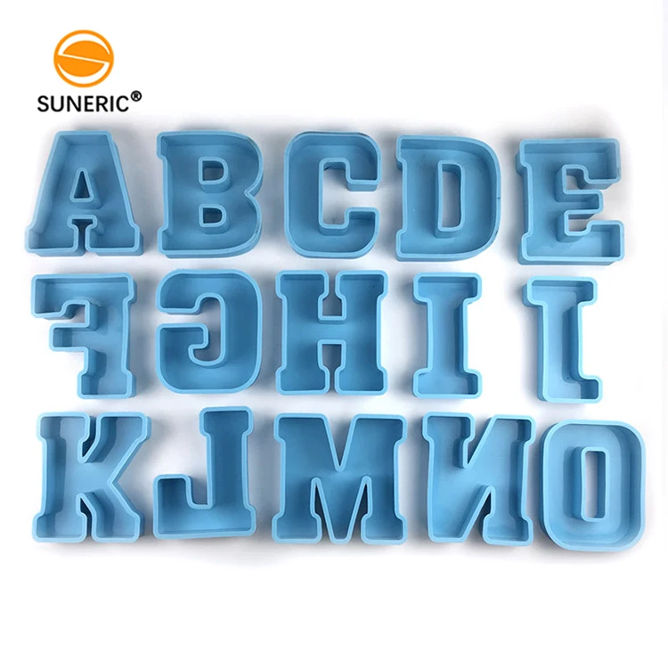 Silicone single letter mold large alphabet molds for epoxy resin craft candle baking