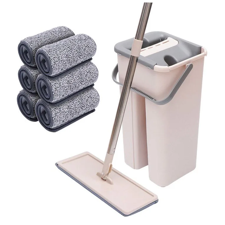 blue 360 rotating magic home cleaning mop flat floor microfiber rectangle bucket and spin clean water set cheap to floors