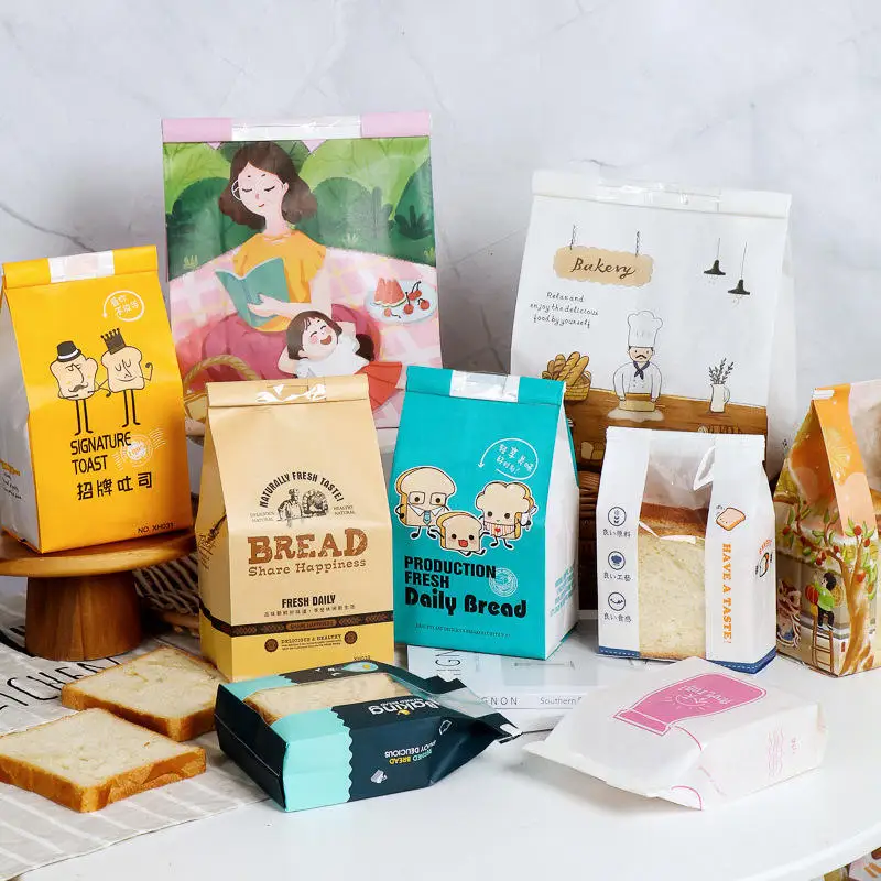 Food Grade Sturdy Kraft Bakery Paper Food Bag Customizable with Your Own Logo Recycled Materials for Takeaway Food Packaging