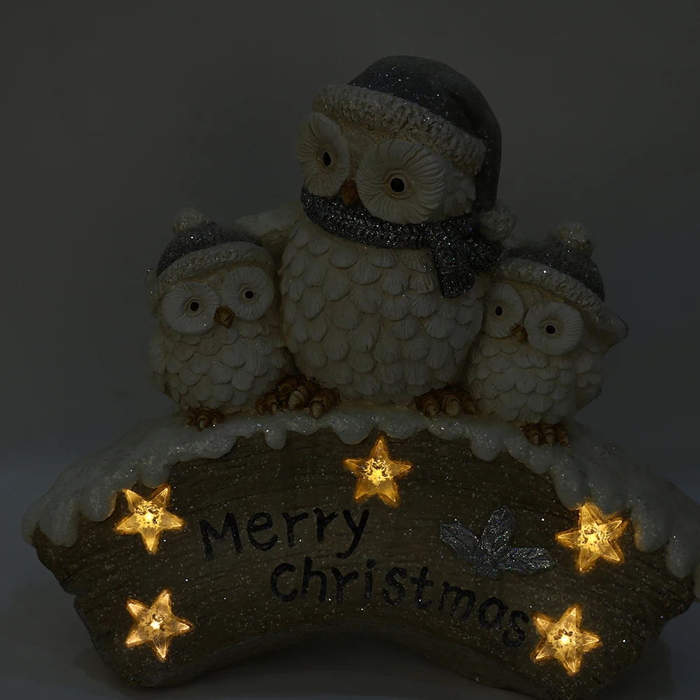 NEW magnesium oxide material OWL with painted and light Christmas decoration supplies indoor Adornos de navidad