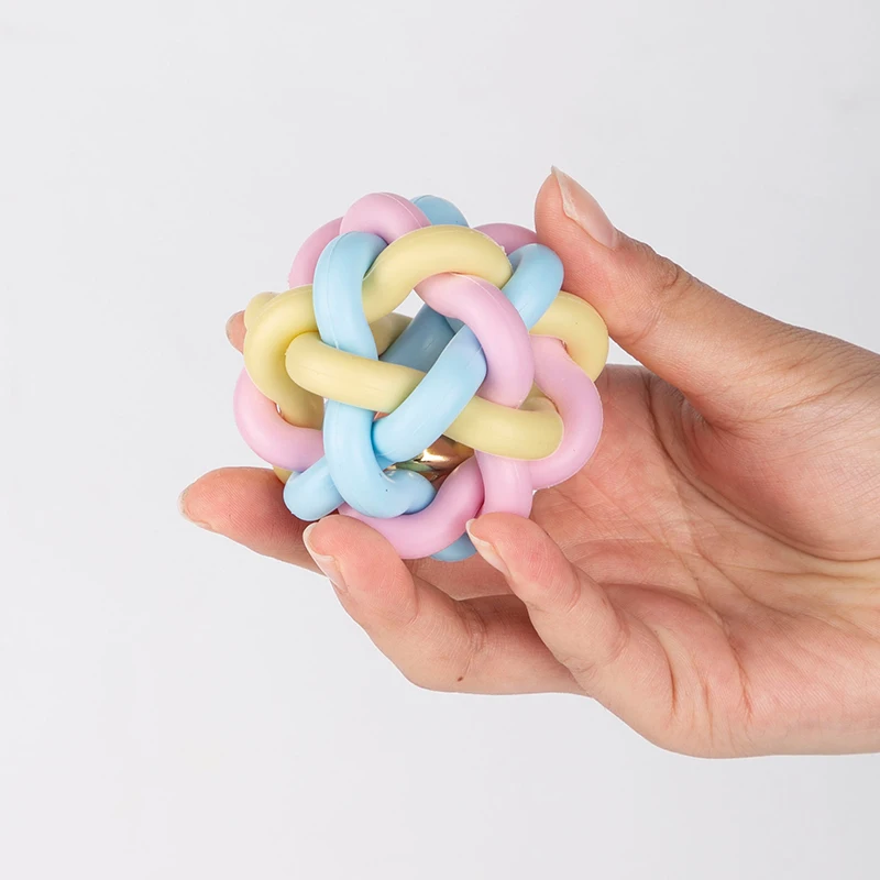Pet Dog Puppy Rubber Training Chew Ball Small Bell Squeaky Sound Play Toy Dog Bite Ball Dog Accessories