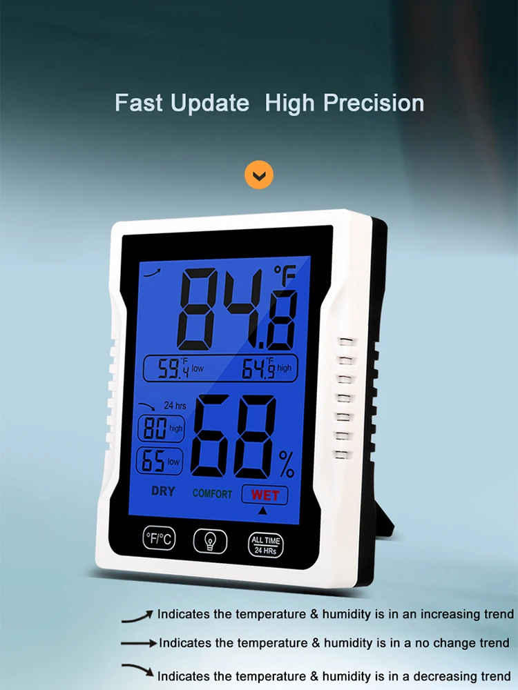 Mini Digital Humidity Meter LCD Digital Temperature and Humidity Meter Touch Control Digital Humidity Meter