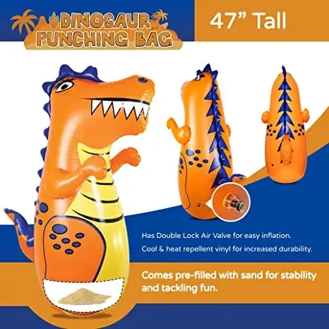 Factory Custom Inflatable Dinosaur Toy with sand Bounce Back Action Indoor Outdoor Party Game