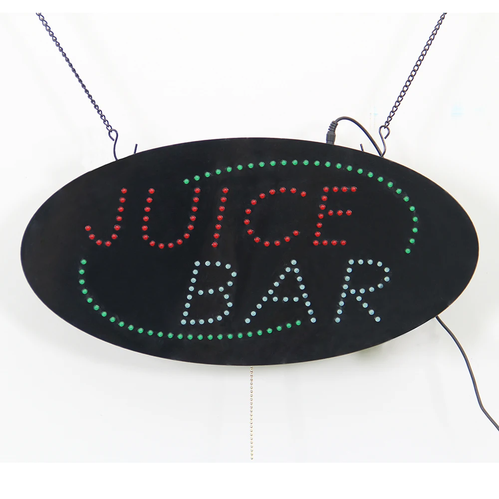 Hot-selling 9*19 inch oval indoor acrylic billboard LED JUICE BAR SIGN decorative sign light