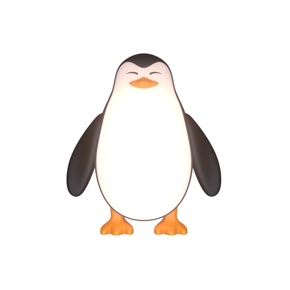 Bpa Free Animal Penguin Shaped Silicone Night Lamp Usb Charging Bedside Kids Led Touch Sensor Silicone Baby Lamp