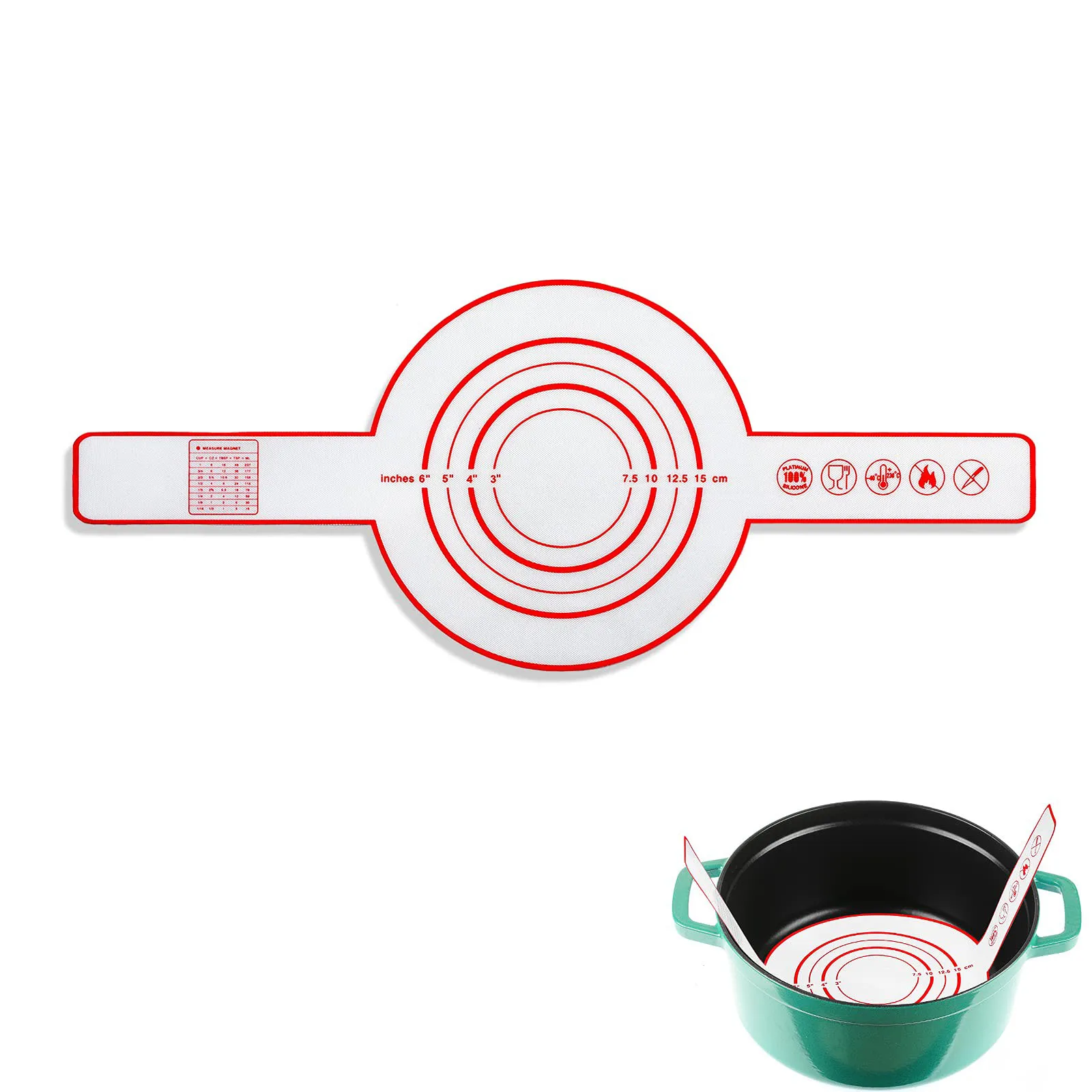 8.3 Inch Reusable Silicone Baking Mat Set Bread Non-stick with Long Handle Sheets Heat Resistant Pad for Dutch Oven