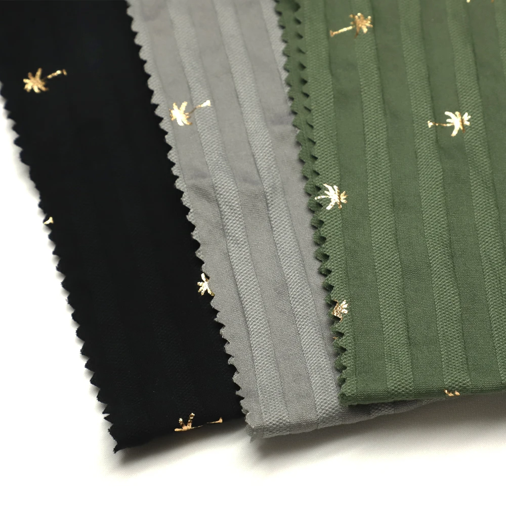 2021 ShaoXing Textile Custom Fabric Brocade sliver Foiling Print Fabric for Clothing