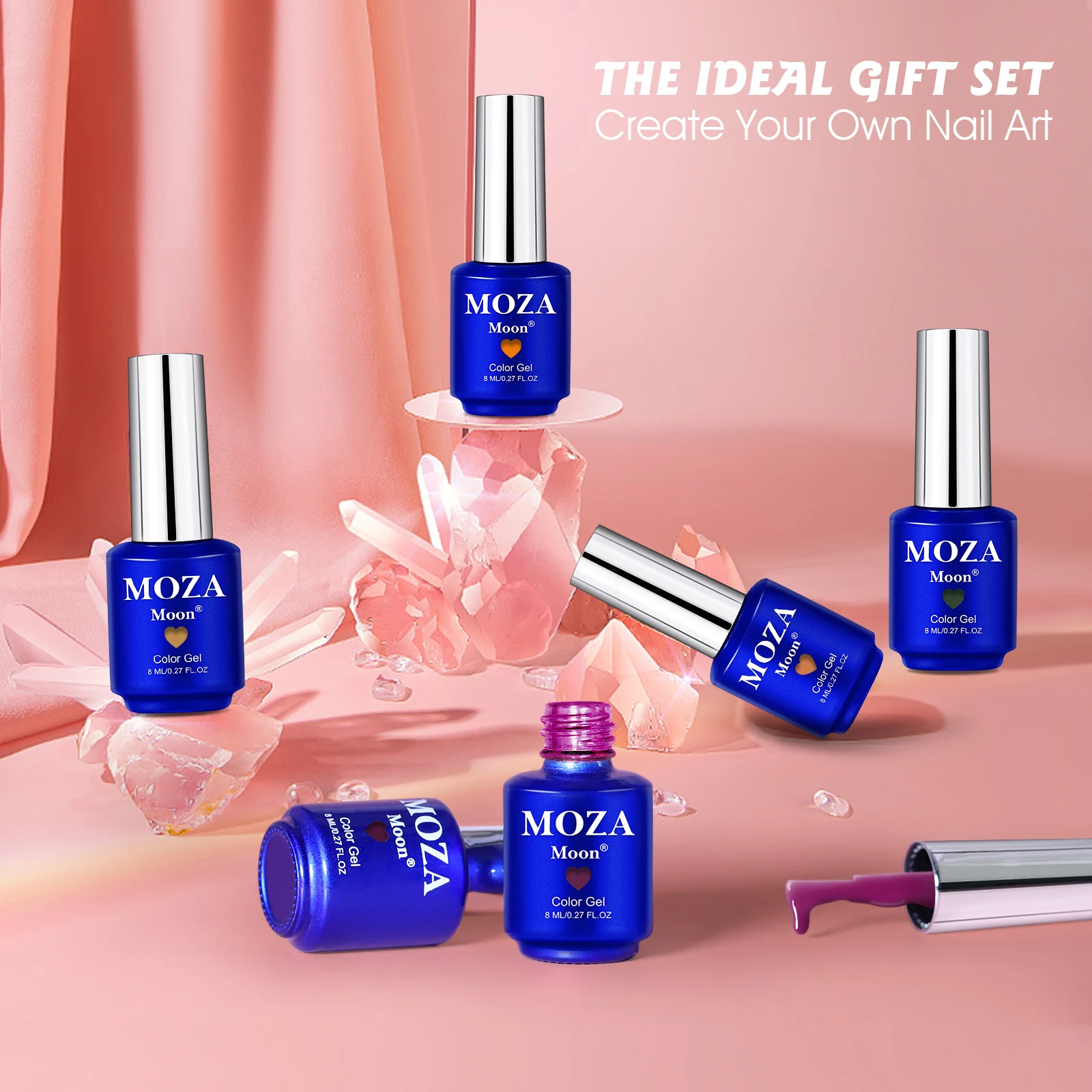 2023 new arrival 6pcs moza moon gel polish set uv led soak off nail kit professional gel nail polish starter kit