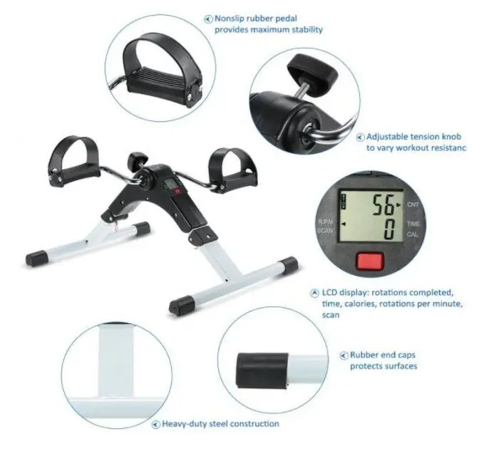 Indoor Home Gym Pedal Trainer Machine Equipment Mini Exercise Bike Arm Leg Resistance Pedal Exerciser