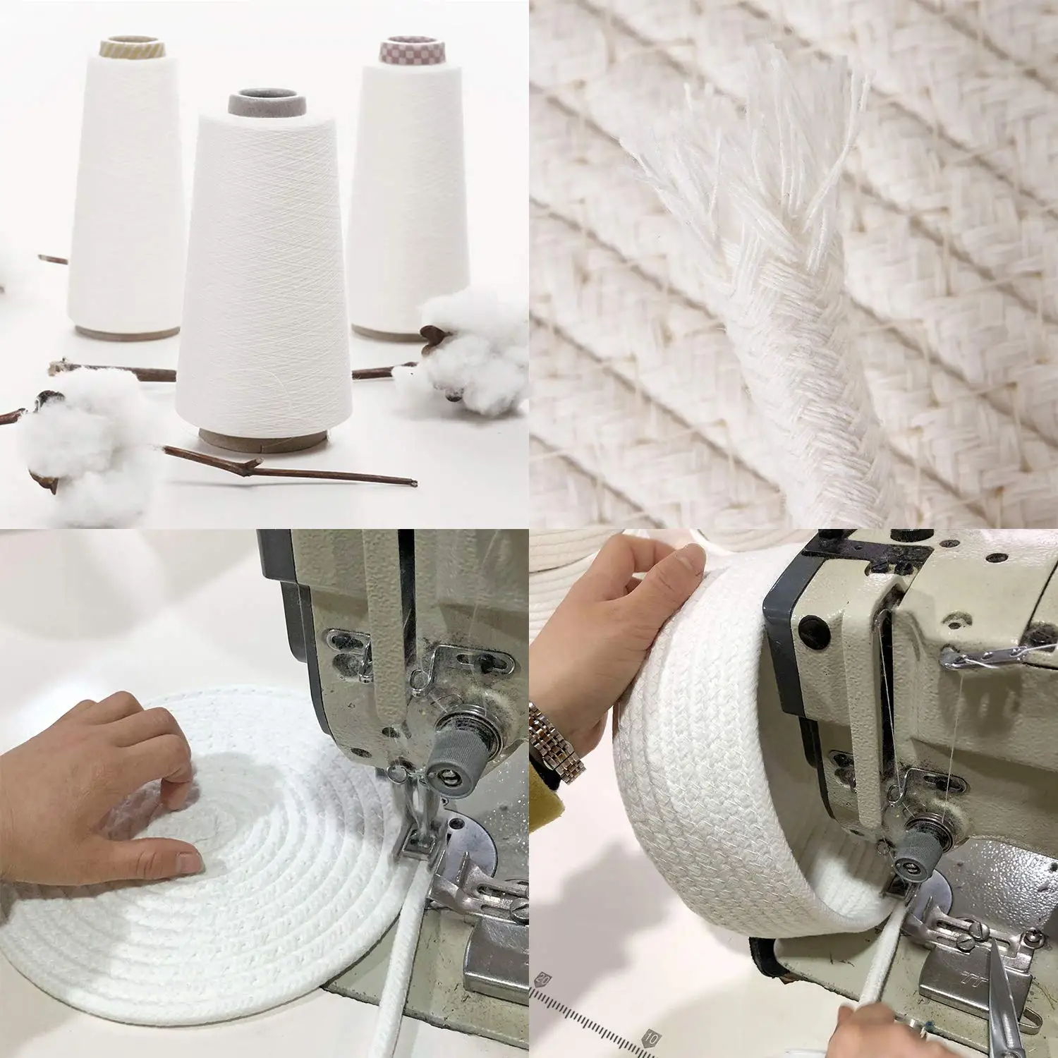 QJMAX Decorative Woven Storage Bin Round Cotton Rope Storage Basket With Lid