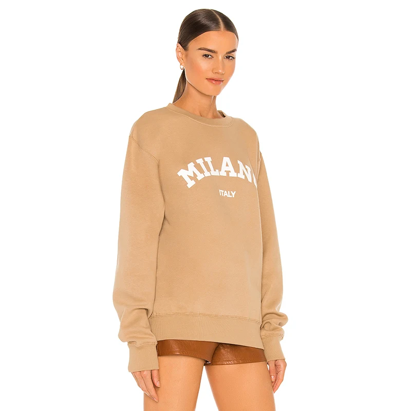 2023 Women Clothing Custom High Quality Drop Shoulder French Terry Plain Pullover Oversize Women Crewneck Sweatshirt Unisex