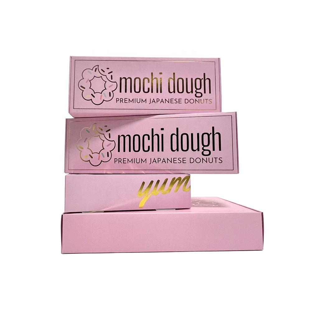 2023 Wholesale Custom Printed Biodegradable Paper Bakery Food Packaging Cookie Dough Luxury Pink Mochi Donut Box With Logo