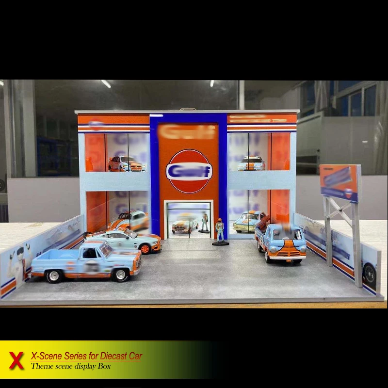 1:18 3 Parking Garage Alloy Car Model Acrylic Display Box Of Underground Parking Garage Simulation Alloy Car Model