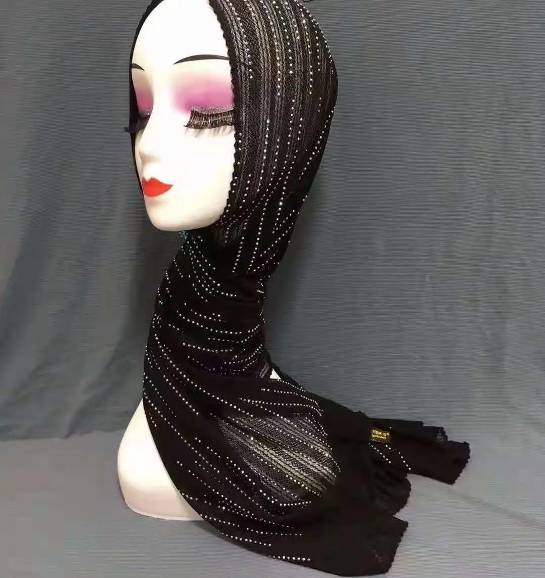 2021Hot Drilling tudung Chinese Manufacturers Direct Selling Solid Color Custom New Design Women Stylish  Scarf famous brands