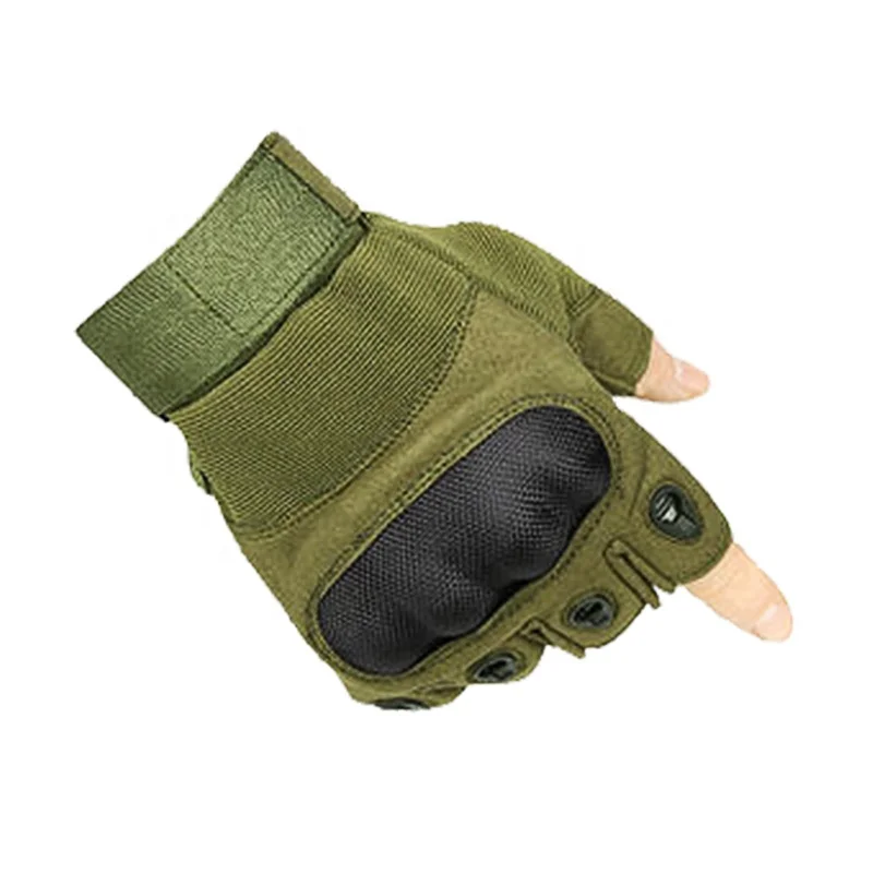 Winter Tactical Paintball Shooting Combat Gloves Anti-Skid Rubber Hard Knuckle Cycling Hiking Half Finger Gloves
