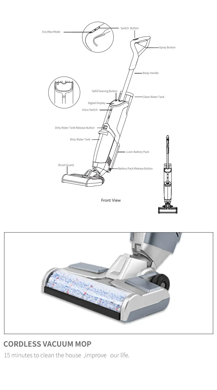 Water Spray Type Mop Machine Multifunctional Electric Cordless Steam Mop Making Machine Electric Spin Floor Mop Machine