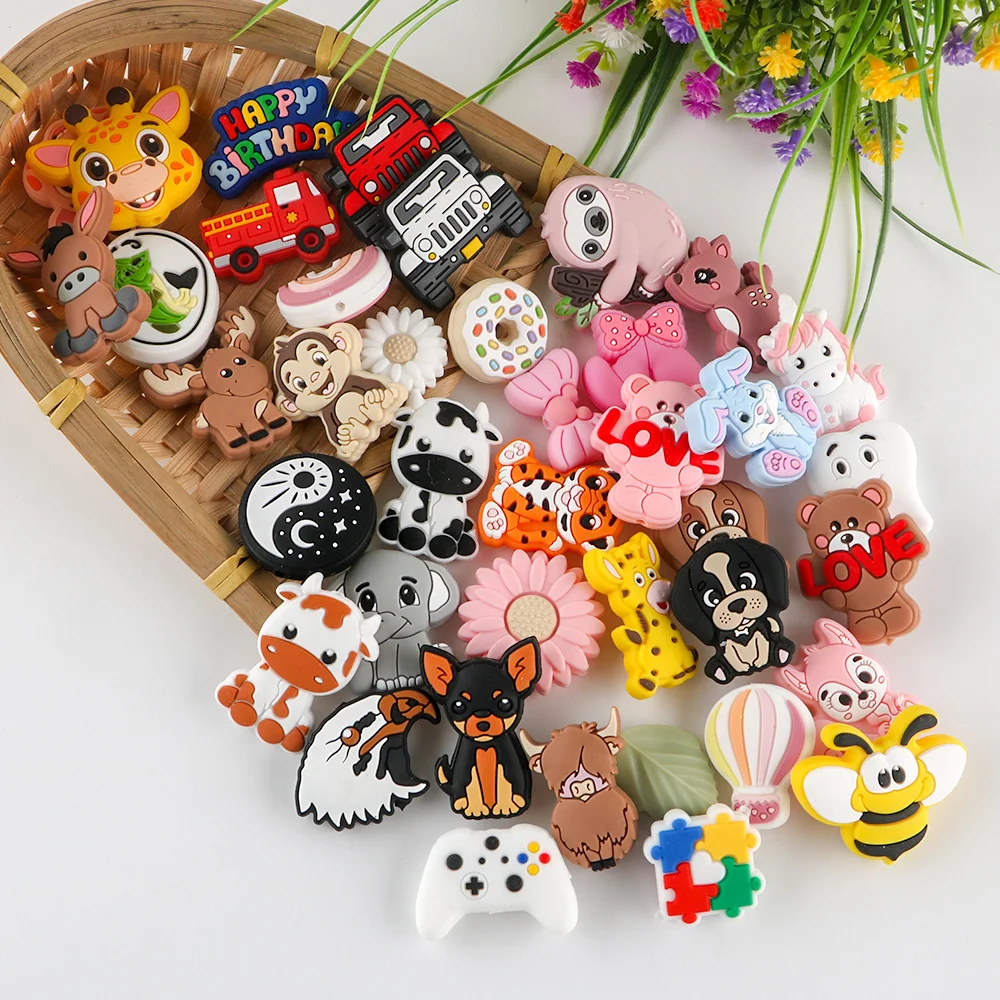 Baby Toy Custom Animal Soft Silicone Focal Beads Food Grade Bpa Free For DIY Making Pacifier Chain Bracelets Pens Jewelry