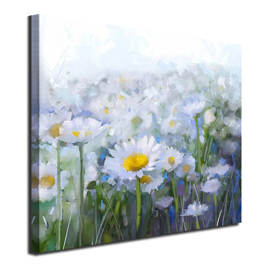 Original Art Customized Modern Handmade Daisy Flowers Oil Painting on Canvas for Wall Decoration