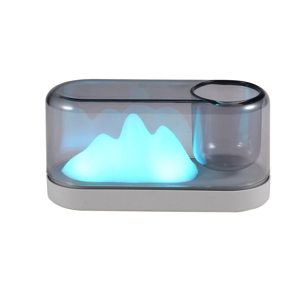Touch LED Night Light Colorful Mountain Shaped Table Lamp Rechargeable Dimmable Night Lamp with Pen Container Home Office Decor