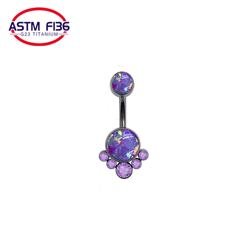 ASTM F136 Titanium Set Zircon/Opal Belly Button Ring Fashion Jewelry navel Piercing Jewelry Body Daith Piercing