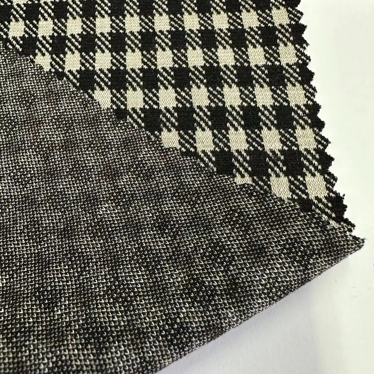 Garment brocade jacquard fabric polyester viscose rayon spandex TR yarn dyed plaid jacquard fabric for pants