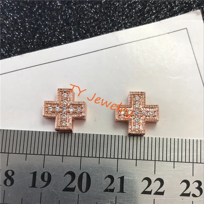 DIY Micro Pave CZ Cubic Zirconia Cross Brass Spacer Beads Accessories For Jewelry Making