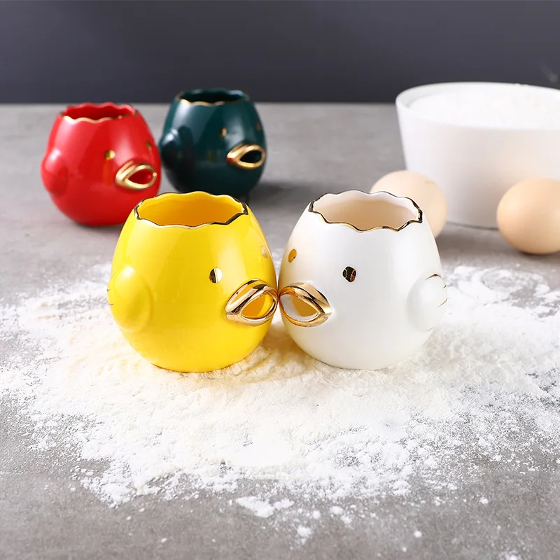 Custom Kitchen Accessories Baking Tools Funny egg shaped Dividers white Yolk Separator Ceramic egg cup holders  wholesale