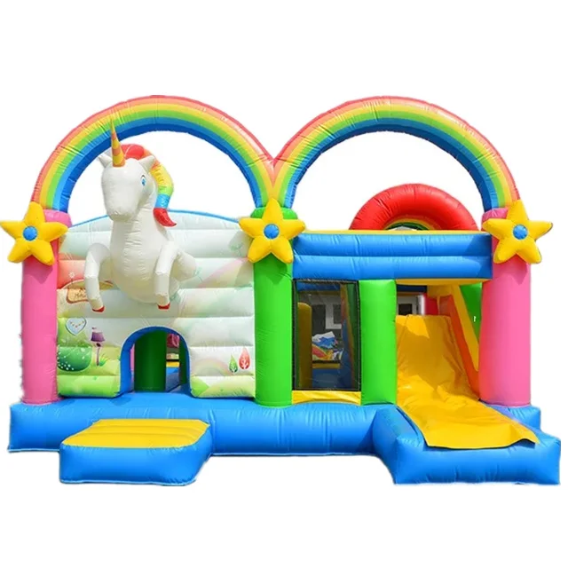 Commercial unicorn inflatable bouncer combo slide inflatable bouncer Arch Unicorn jumping castle bounce house combo with slide