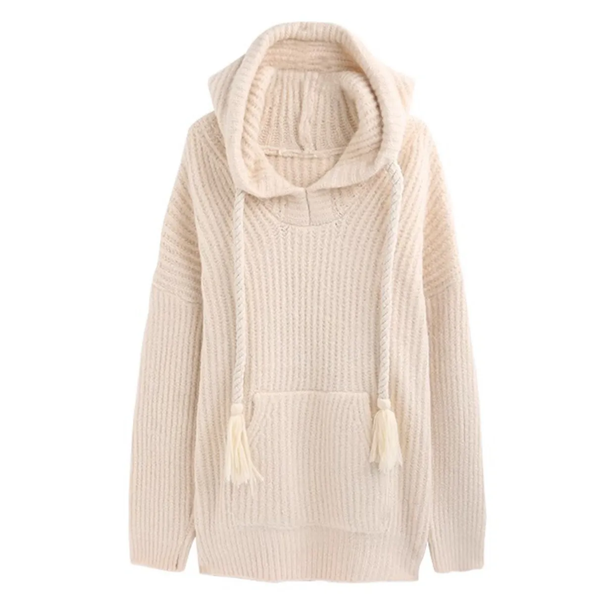 Hooded sweater for women in autumn and winter 2024, new niche design, loose and soft, thick knit sweater top