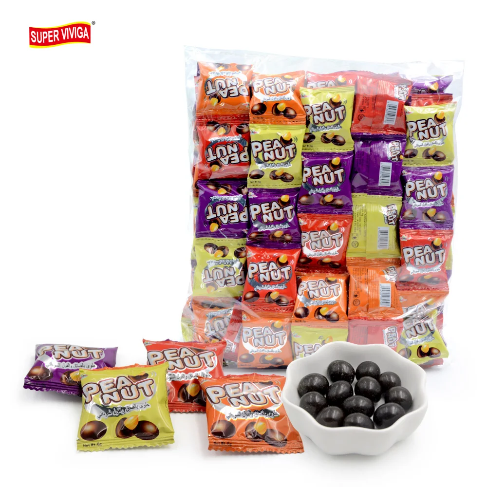 Custom Wholesale Bag Packaging 100pcs Yummy Peanut Compound Chocolate Beans