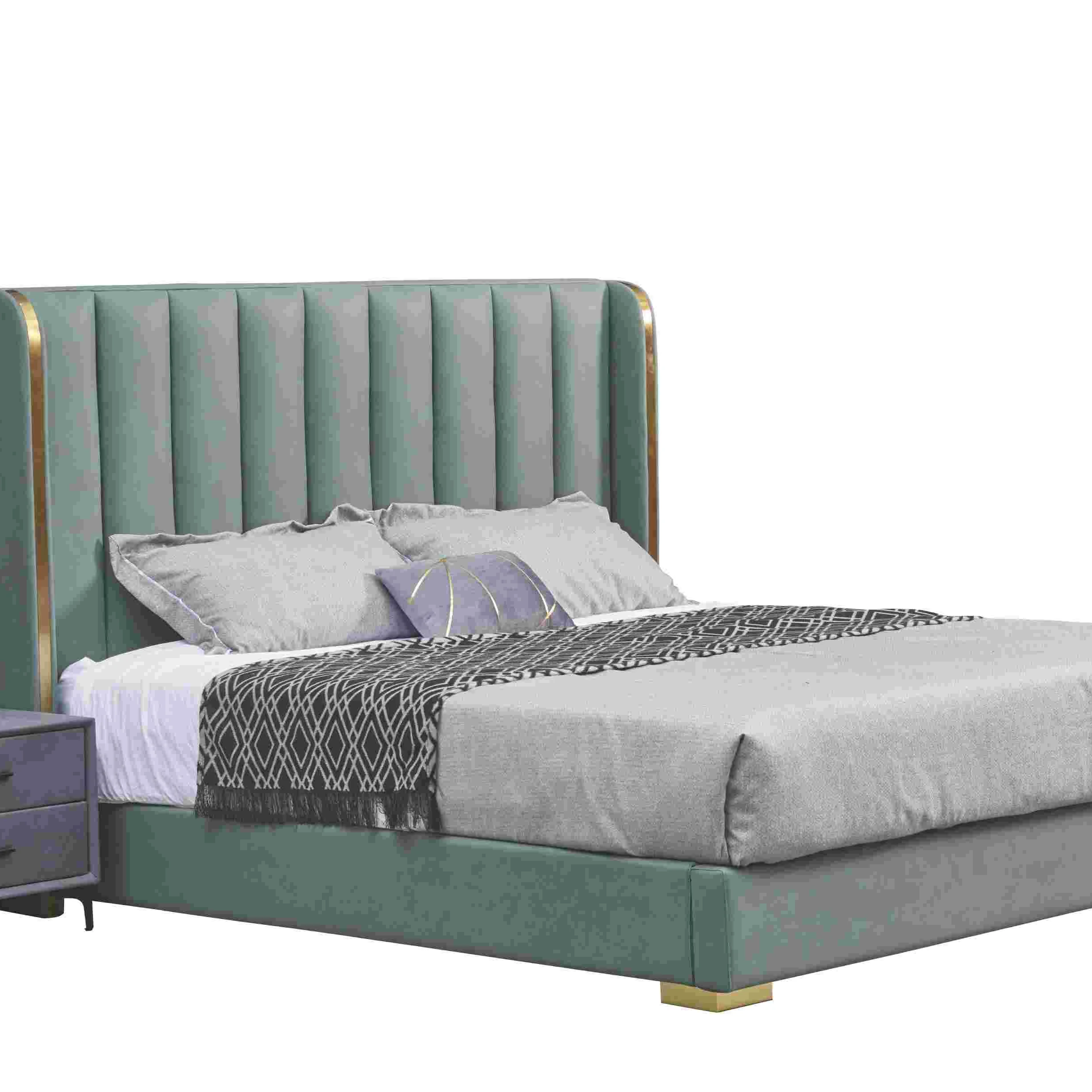 Комплект для спальни с дизайном в отеле современный роскошный комплект домашняя мебель большого размера однотонная деревянная натуральная кожа двойная