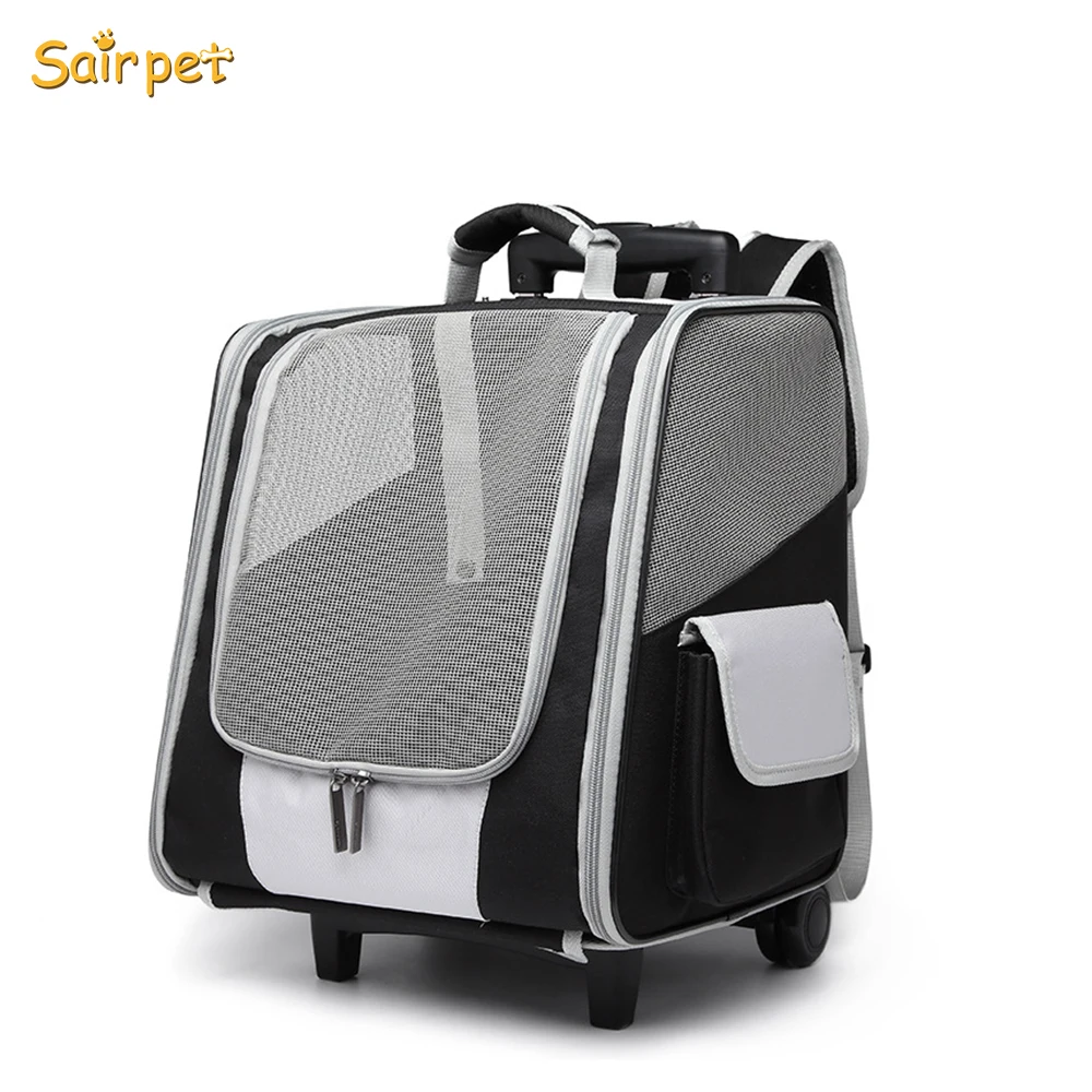 Pet Strollers Dog Cat Portable Wheel Carrier Backpack Puppy Roller Luggage Suitcase Trailer Car Travel Transport Bag Cart